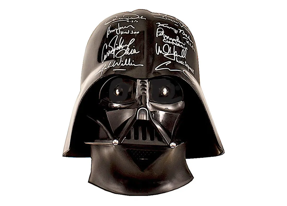 Signed Darth Vader collectible helmet