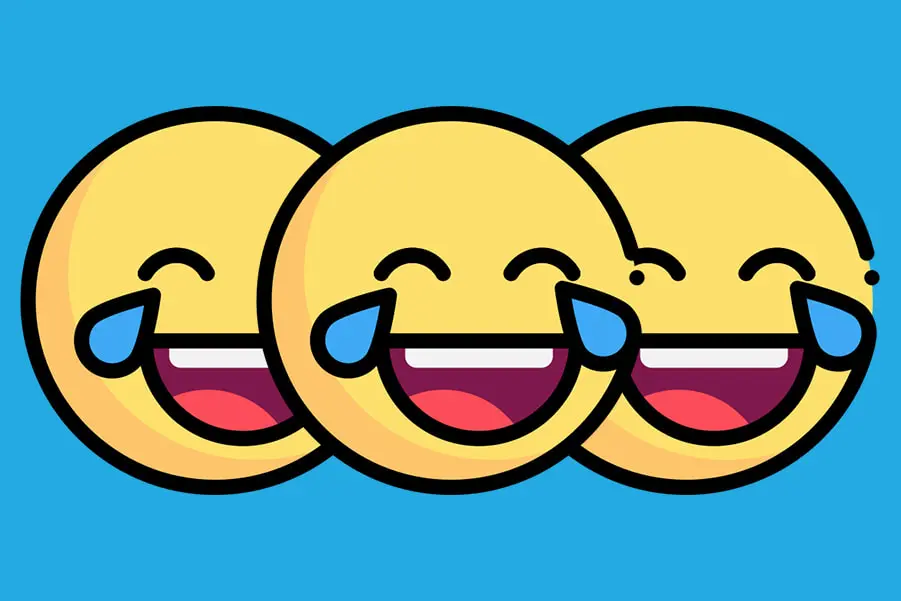 Joyful emojis laughing together