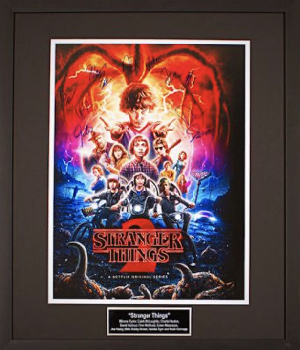 Stranger Things" framed poster with signatures