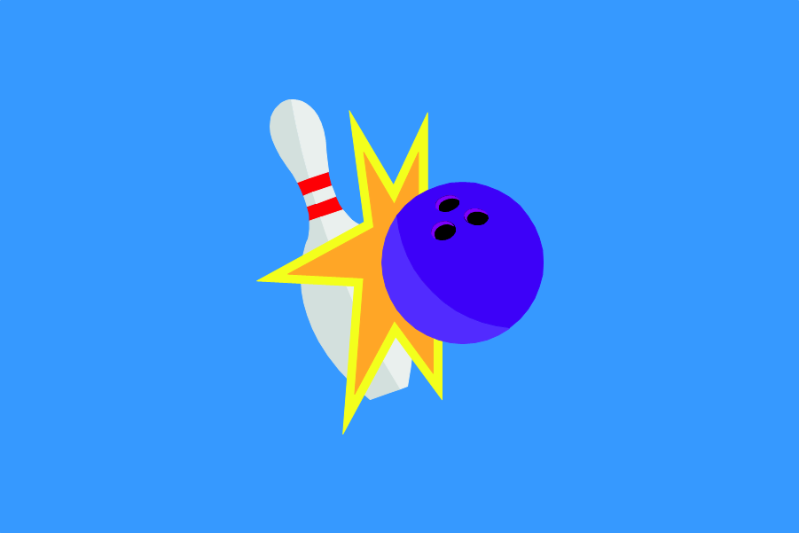 Bowling ball striking pin illustration