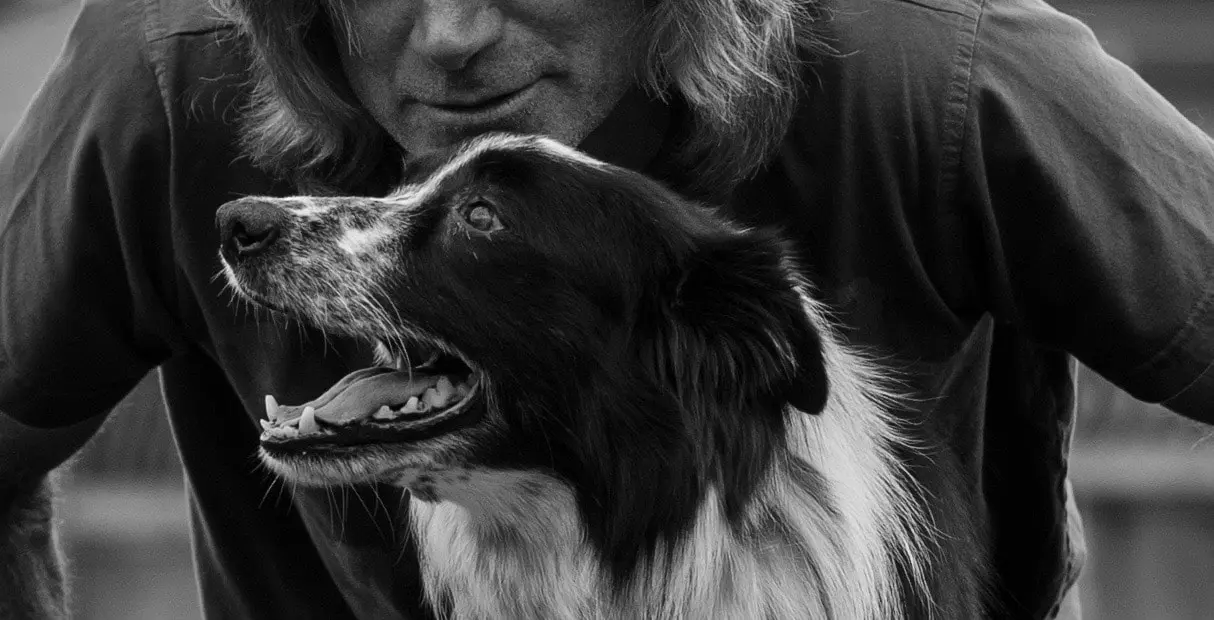 Bonding moment between man and dog